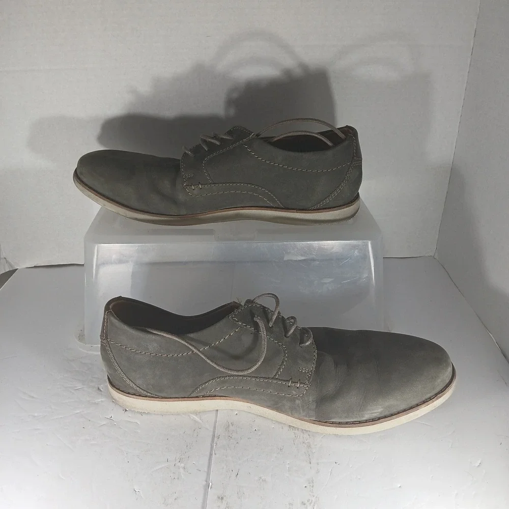 Clarks Collection Mens Oxford Shoes Size 9.5 Grey Leather Ultimate Comfort Dress